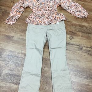 Old Navy top and khaki set: Top small, khakis 8 petite